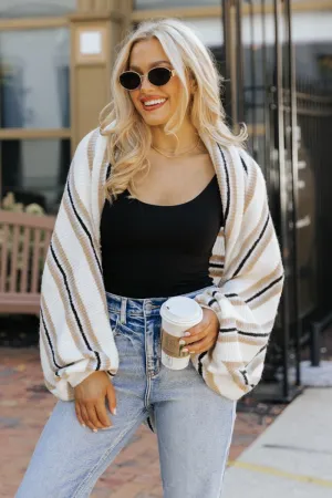 Cream Striped Shrug Cardigan - FINAL SALE