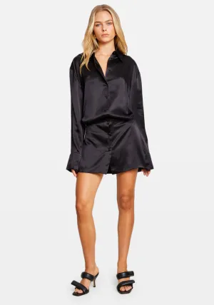 SILK SHIRT DRESS BLACK